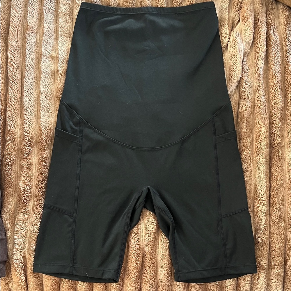Women's Maternity Black Athletic Shorts